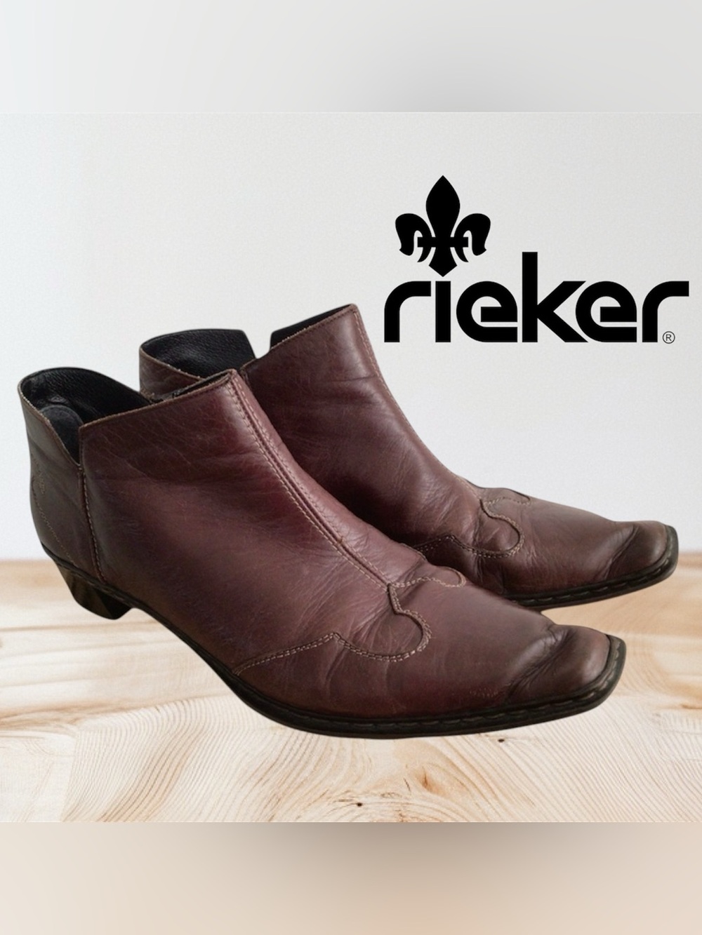 🧡RIEKER women’s Dark Brown Leather Chelsea-Style Ankle Boots